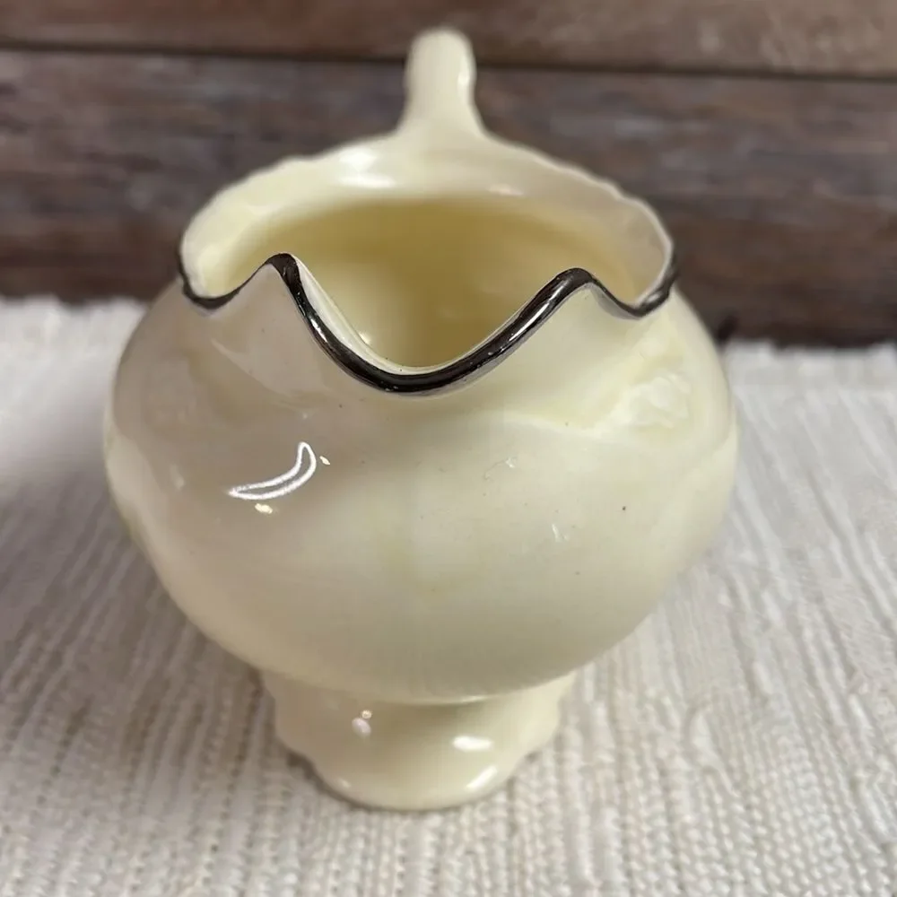 Creamer China Pitcher Fluffy Rose 1 (Platinum Trim) by HOMER LAUGHLIN